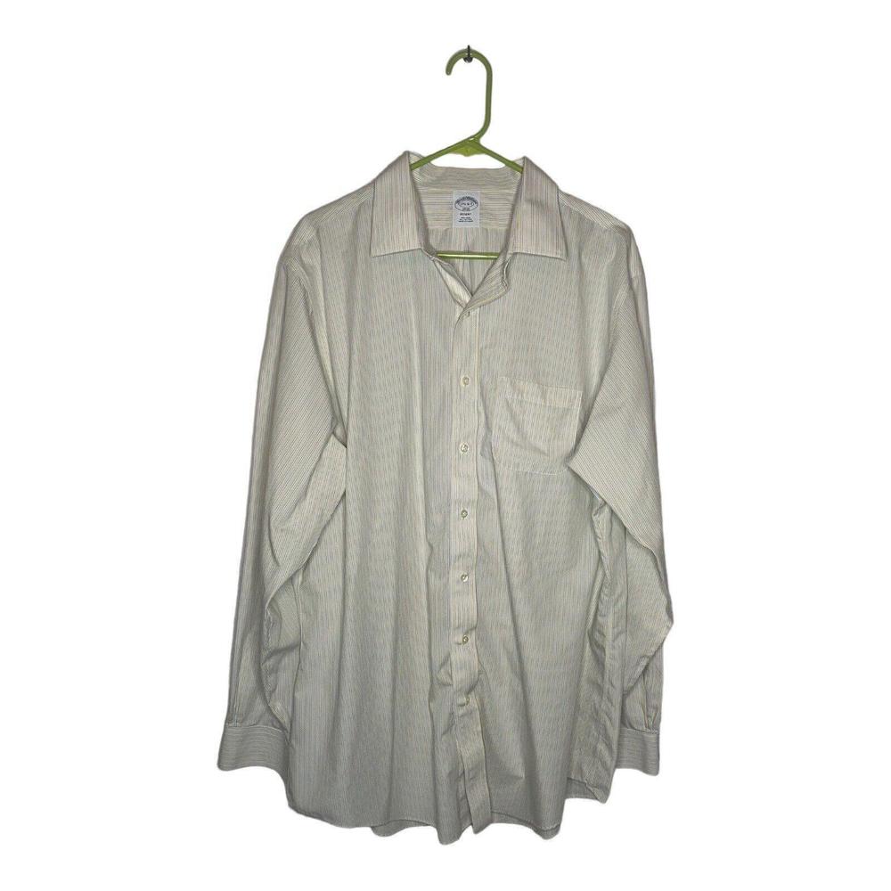 Brooks Brothers Regent Fit 17/5 - 6/7 Long Sleeve Shirt Yellow Blue Pinstripe